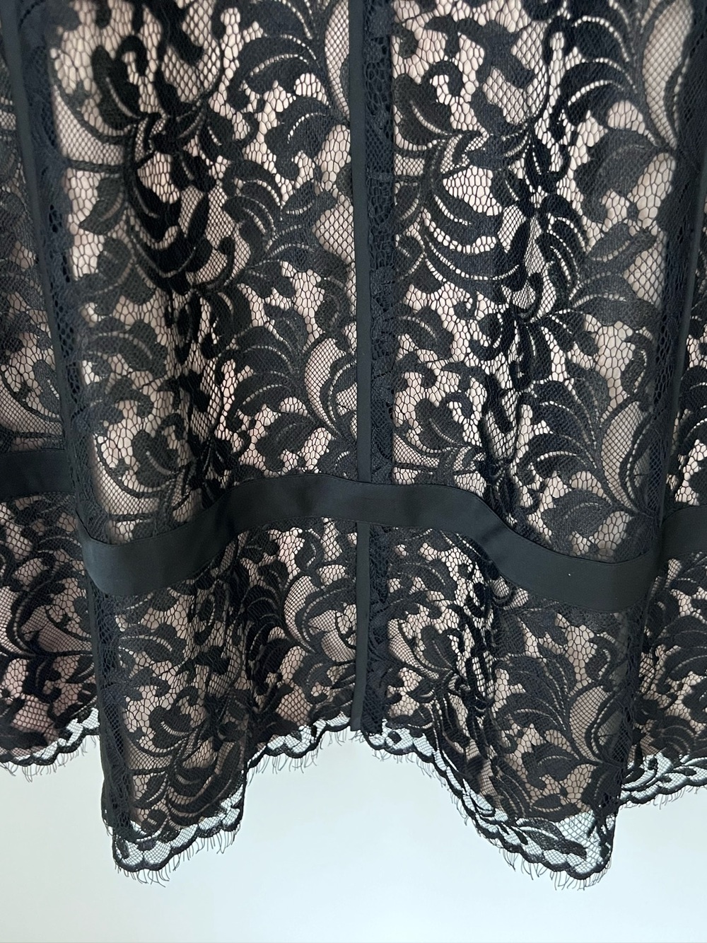 LOFT Black Lace Midi Dress with Nude Lining - Picture 5 of 13